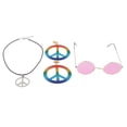 thumbnail image 4 of Complementos para disfraz Zulema Signo de la paz hippie Collar Pendiente Gafas de sol Rosado, 4 of 8