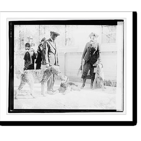 Historic Print, [Unidentified man, woman, and three dogs on city sidewalk], 3/11/21, 18" x 24"