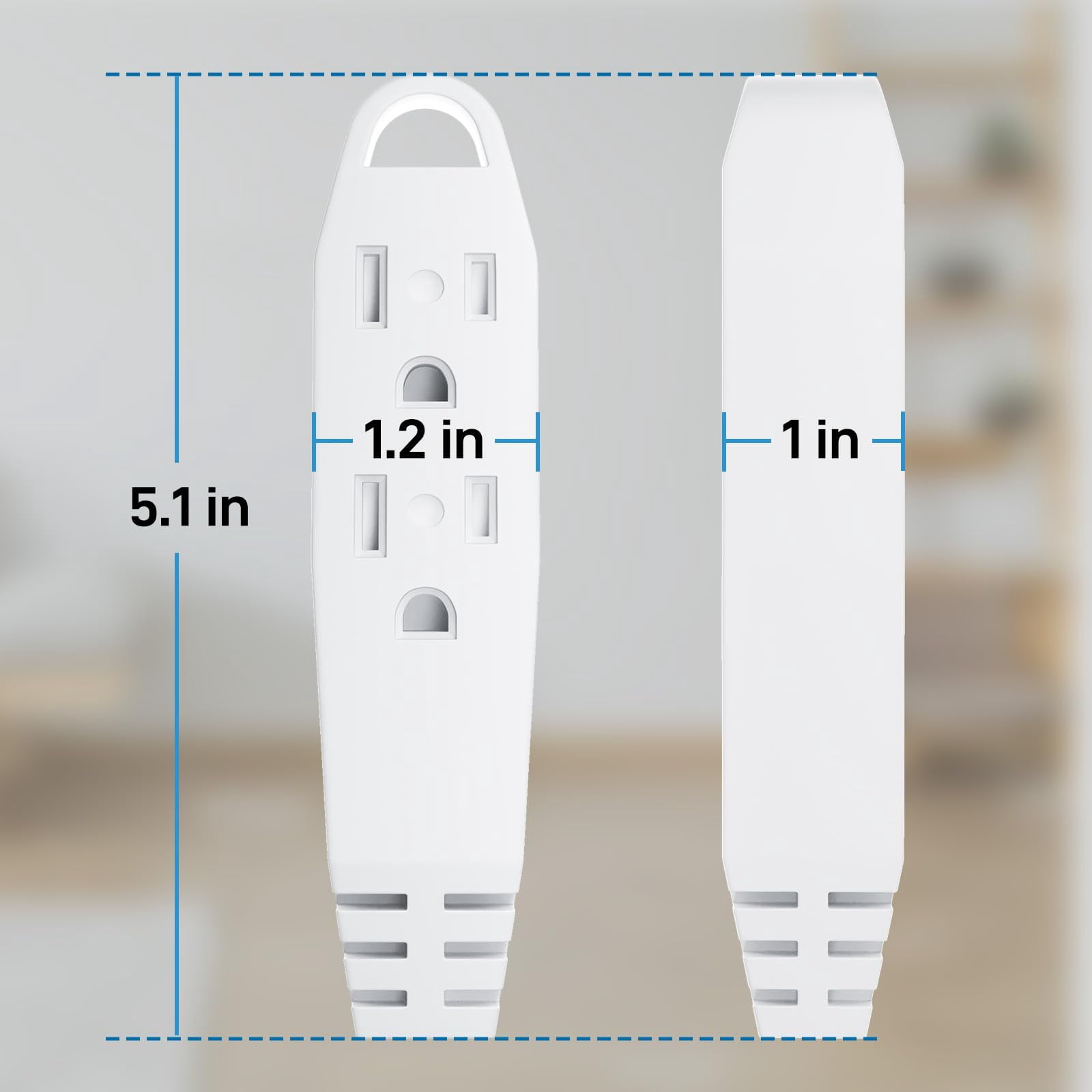 Kasonic Extension Cord, 50 Feet 3 Outlet 3 Wire Grounded White Cord, 13 Amp 125 V 1625 Watts