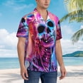 thumbnail image 5 of Daiia Neon Skull With Milkshake Hawaiian Shirt for Men Gentle Cotton Regular Short Sleeve Casual-XX-Large, 5 of 9