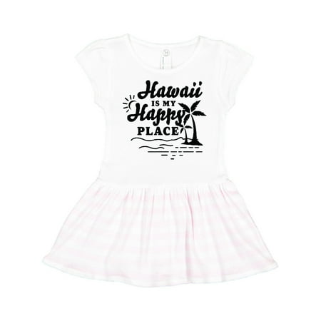 

Inktastic Hawaii is My Happy Place with Palm Trees Gift Toddler Girl Dress