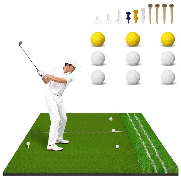 HOUGEET Practice Golf Balls 5x4ft Hitting Thickened Artificial Turf Practice Golf Mat for Outdoor & Indoor, Gifts for Men/Golfers