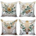 thumbnail image 5 of Ambesonne Eucalyptus Throw Pillow Cover 4 Pack, Art Deco Leaves Bloom, 20", Teal Grey and Orange, 5 of 5