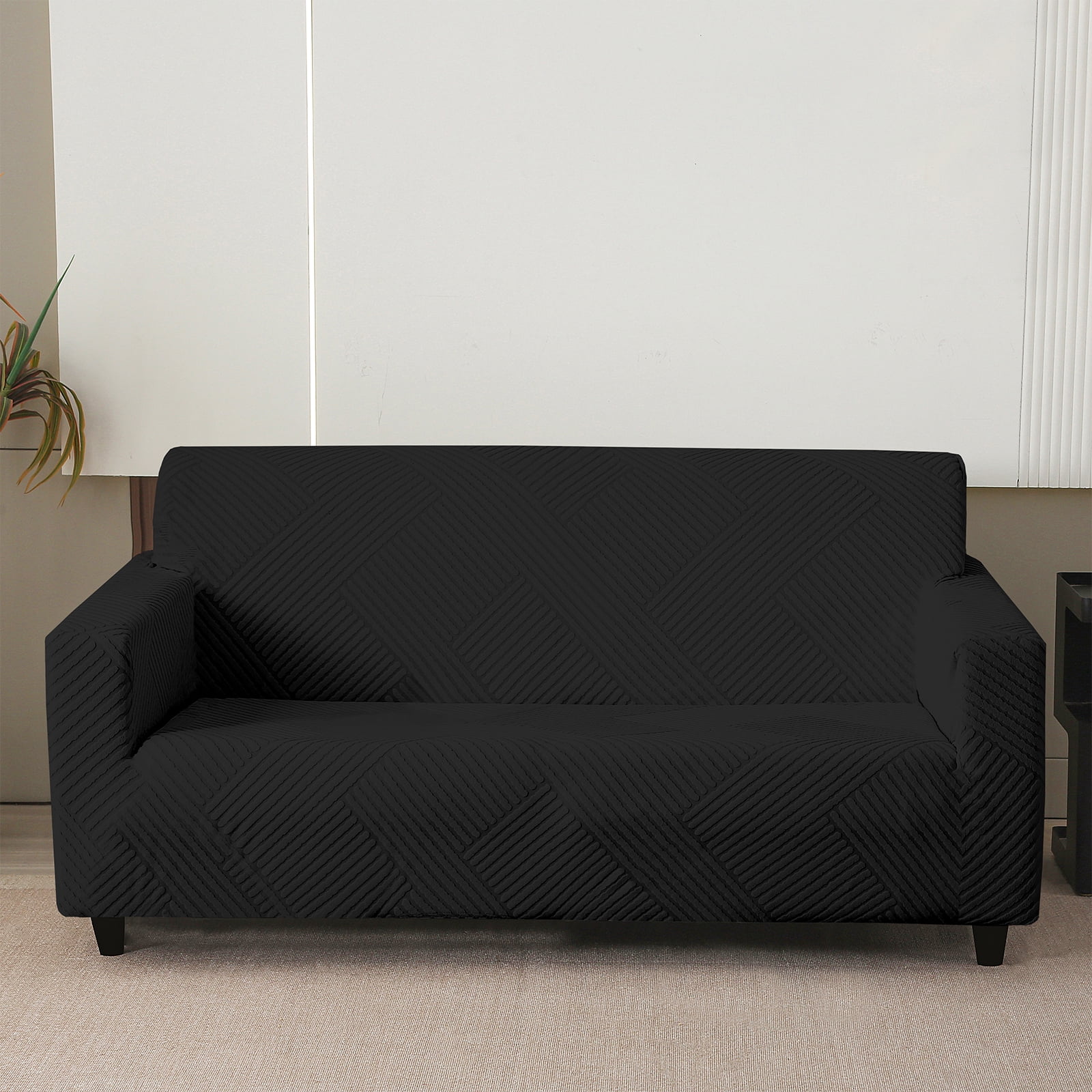 MeyJey Waterproof Sofa Cover, Slipcover for Loveseat Sofa, Stretch Furniture Protector for Kids Dogs Cats Pets, Black