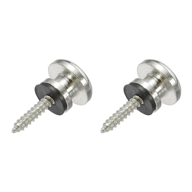 Unique Bargains Guitar Strap Button Buckle Lock Metal Small End Pins Sets Silver with Black Rubber Washer for Guitar, 2 Set