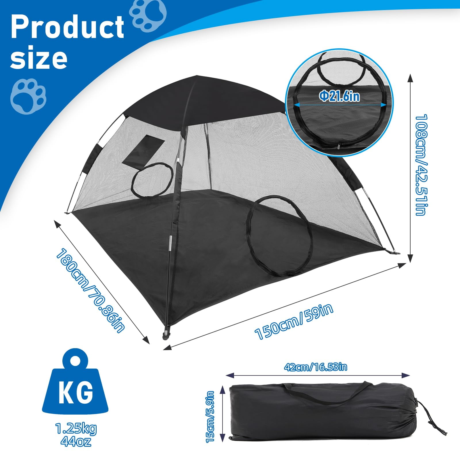 GEERTOP Mesh Cat Tent Outdoor, Cat Enclosure for Outside Indoor, Portable Sunshade Playpen Playhouse for Cats Dogs Puppy Small Animals C49