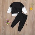 thumbnail image 4 of Bagilaanoe 2Pcs Toddler Baby Girl Boy Long Pants Set Letter Print Long Sleeve Sweatshirt Pullover Tops + Sweatpants 6M 12M 18M 24M 3T 4T Kids Casual Sweatsuits, 4 of 7