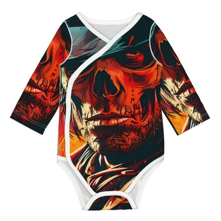 

Gaeub 60s Western Skull Cowboy Unisex Babies Long-Sleeve Bodysuit 100% Organic Cotton-6 Months