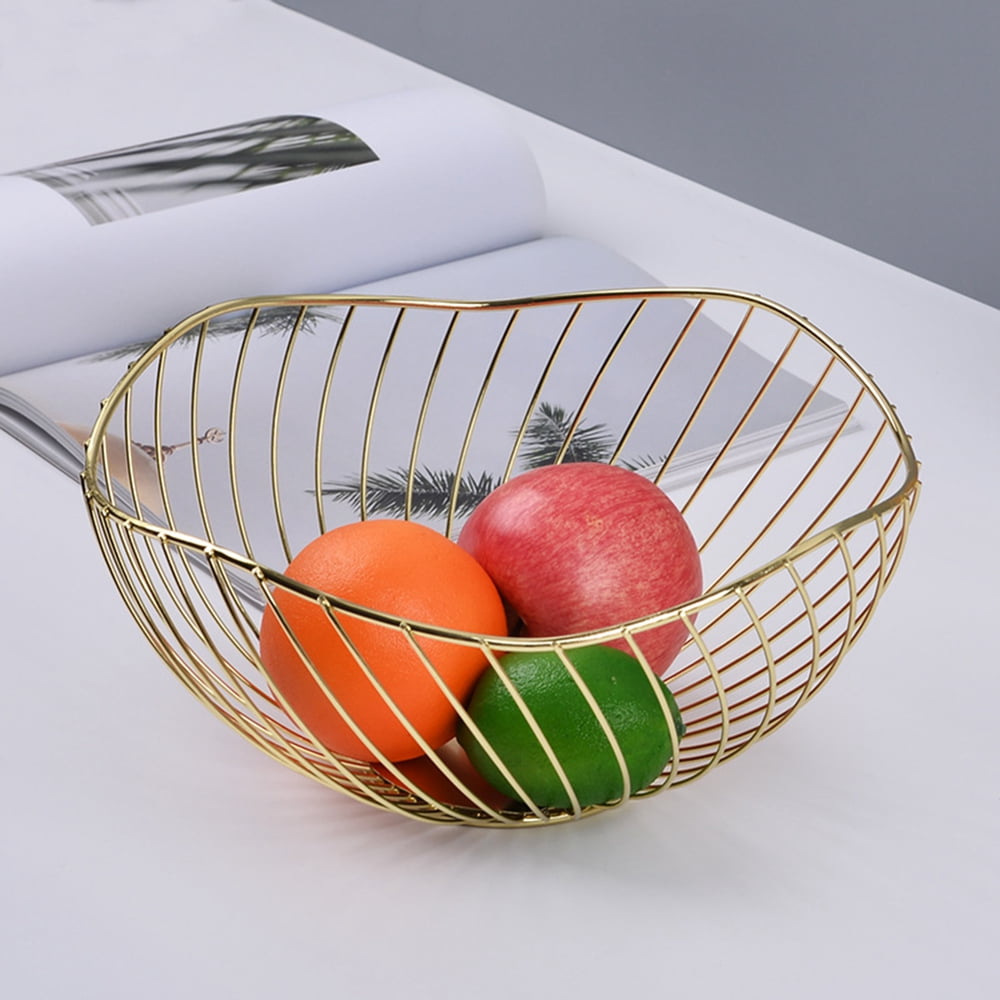 Fruit Bowl for Kitchen Counter, Modern Metal Wire Vegetable Basket for