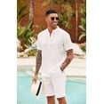 thumbnail image 3 of COOFANDY Men's Linen Shirt Short Sleeve Hippie Casual Band Collar Summer Beach Shirts, 3 of 9