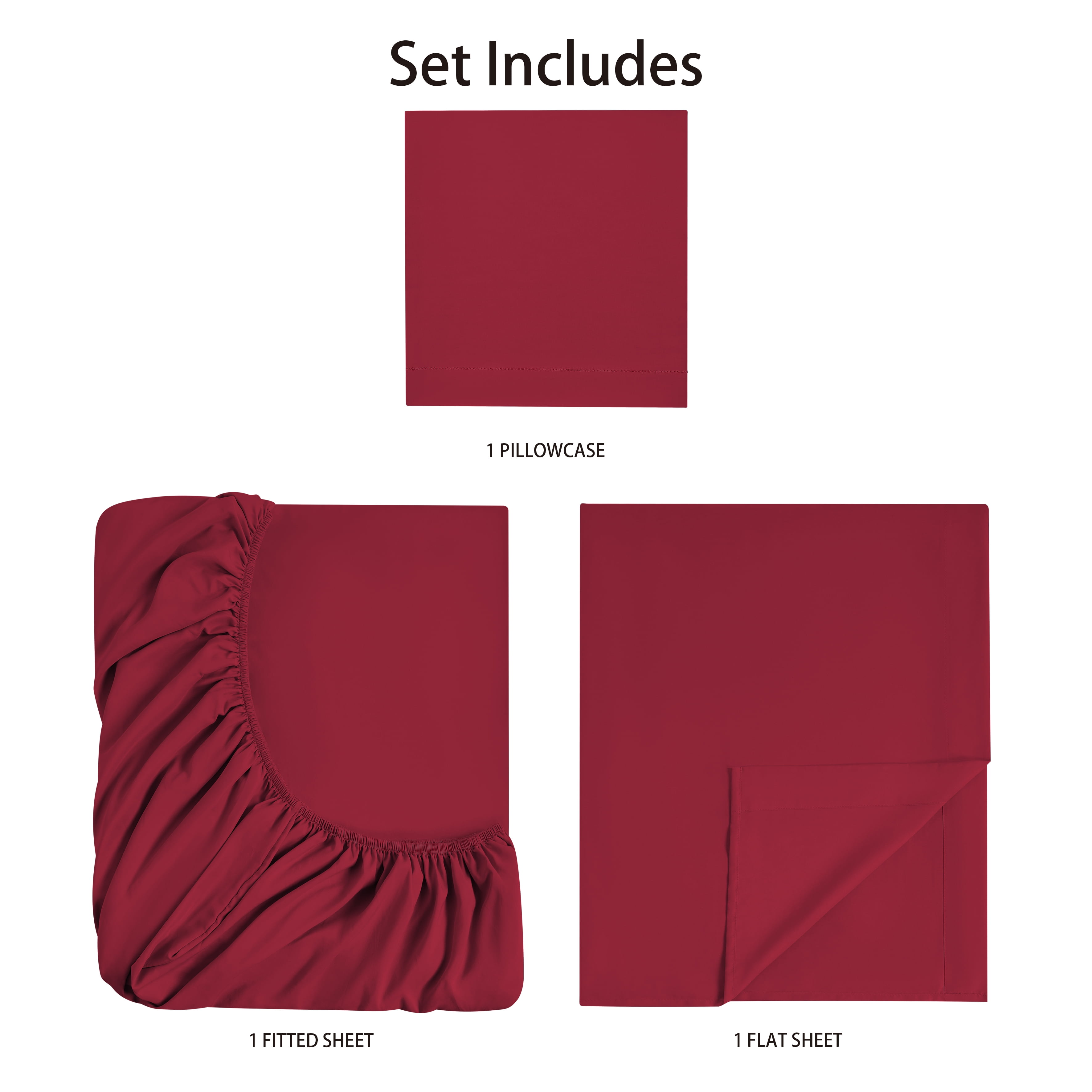 Mainstays Basic Value Microfiber Bed Sheet Set, Red Sedona, Twin, 3 Piece