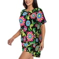 thumbnail image 2 of Picia Vector Mexican Otomi Style Bright Pajamas Sets for Women Soft Short-Sleeved Pjs with Lounge Shorts Two Piece Sleepwear-, 2 of 9