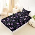 thumbnail image 4 of Homewish Spooky Halloween Skull Twin Sheets,Purple Floral Plants Bedding,3-Piece,1 Fitted Sheet and 1 Pillowcase, 4 of 6