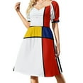 thumbnail image 1 of Vestido de manga corta con arte abstracto estilo Mondrian Vestido de noche para mujer Vestidos de ceremonia Vestido, 1 of 7