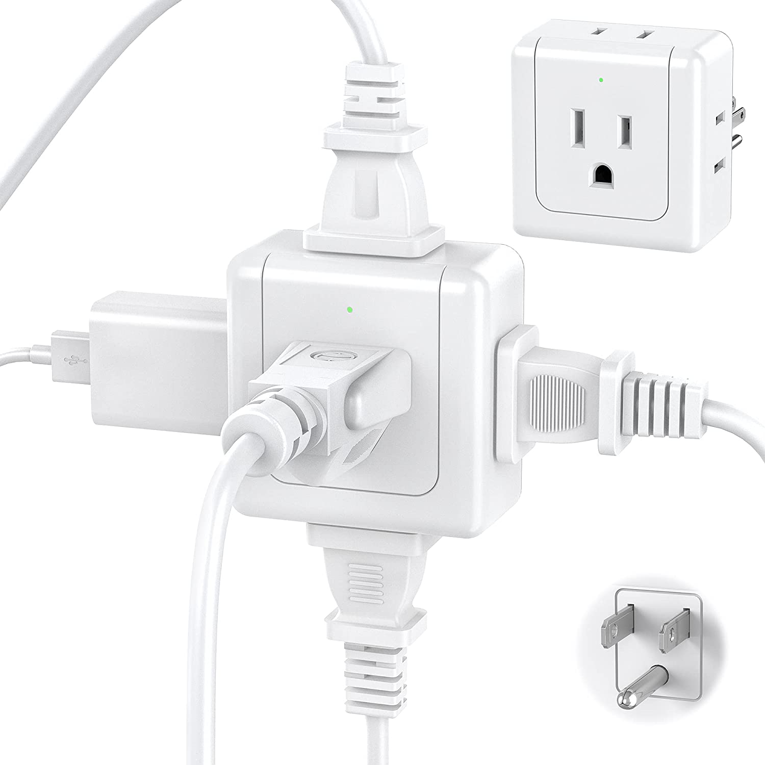 Multi Plug Outlet Extender Wall Power Tap Expander, Plannu 3 Prong To 2 