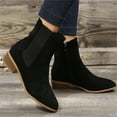 thumbnail image 5 of NOKIO Women'S Sleek Pointed Toe Ankle Boots Women'S Trendy Suede Ankle Booties Ladies Fashion Solid Color Suede Pointed Side Zipper Thick Heel Short Boots Women'S Sleek Pointed Toe Ankle Boots, 5 of 7