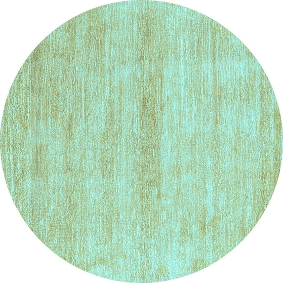 Ahgly Company Indoor Round Abstract Light Blue Modern Area Rugs, 7' Round