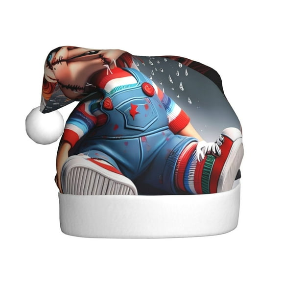 Saiise Chucky O Christmas Hat,Santa Hat,Xmas Holiday Hat for Adults,Unisex Velvet Classic Santa Hat for Xmas New Year Party Headwear