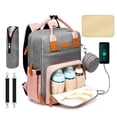 thumbnail image 4 of Bolso Bolsa de pañales portátil Mochila de viaje Bolsa de lactancia para bebés Bolsa de mamá de gran capacidad Resistente al agua con puerto de carga USB Cambiador Correas de cochecito Bolsa de botell Meterk Bolso, 4 of 7