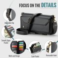 thumbnail image 6 of Crossbody for iPhone 16 Pro Max Case Wallet【RFID Blocking】with 10-Card Holder Zipper Bills Slot, Soft PU Leather Magnetic Shoulder Wrist Strap for iPhone 16 Pro Max Wallet Case Women, 6 of 17