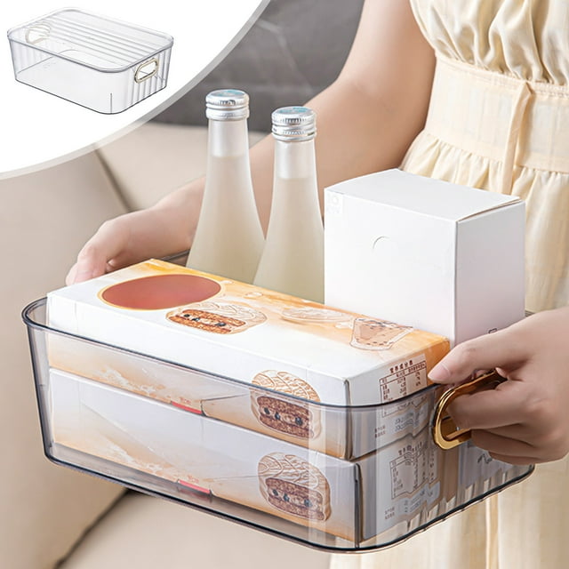 QTOCIO Desktop Organizer Transparent Cosmetic Mask Organizer Plastic Snack Box Household Kitchen Sundry Organizer