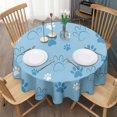 thumbnail image 3 of Blue Dog Paw Footprint Round Tablecloth 60"x60",Wrinkle Wipeable Table Cloth for Kitchen Dining Room Picnic Patio Party, 3 of 6