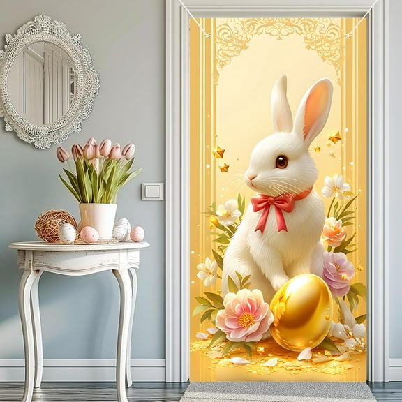 Dadiaei Easter Bunny Decor, Golden Eggs Decor, Spring Flowers Decor, Easter Table Centerpiece, Easter Home Decoration, Easter Party Decorations