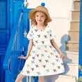 thumbnail image 6 of FORMRS Girls Short Sleeve Dress Summer Casual Round Neck A-line Beach Sundress, Sizes 2T-8T, Colorful Cartoon Planes Pattern, 6 of 8