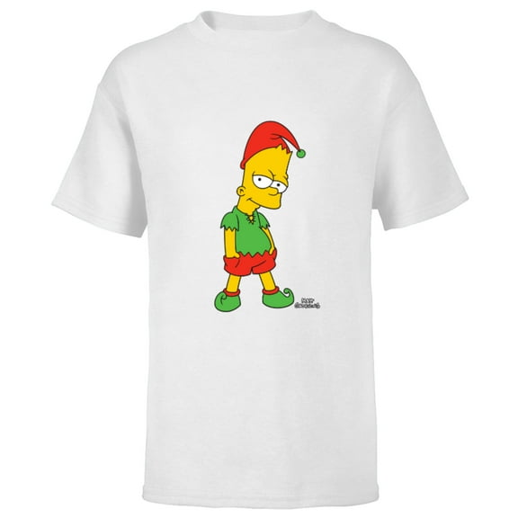 The Simpsons Bart Simpson Elf Bart Holiday - Short Sleeve T-Shirt for Kids ā Customized-White