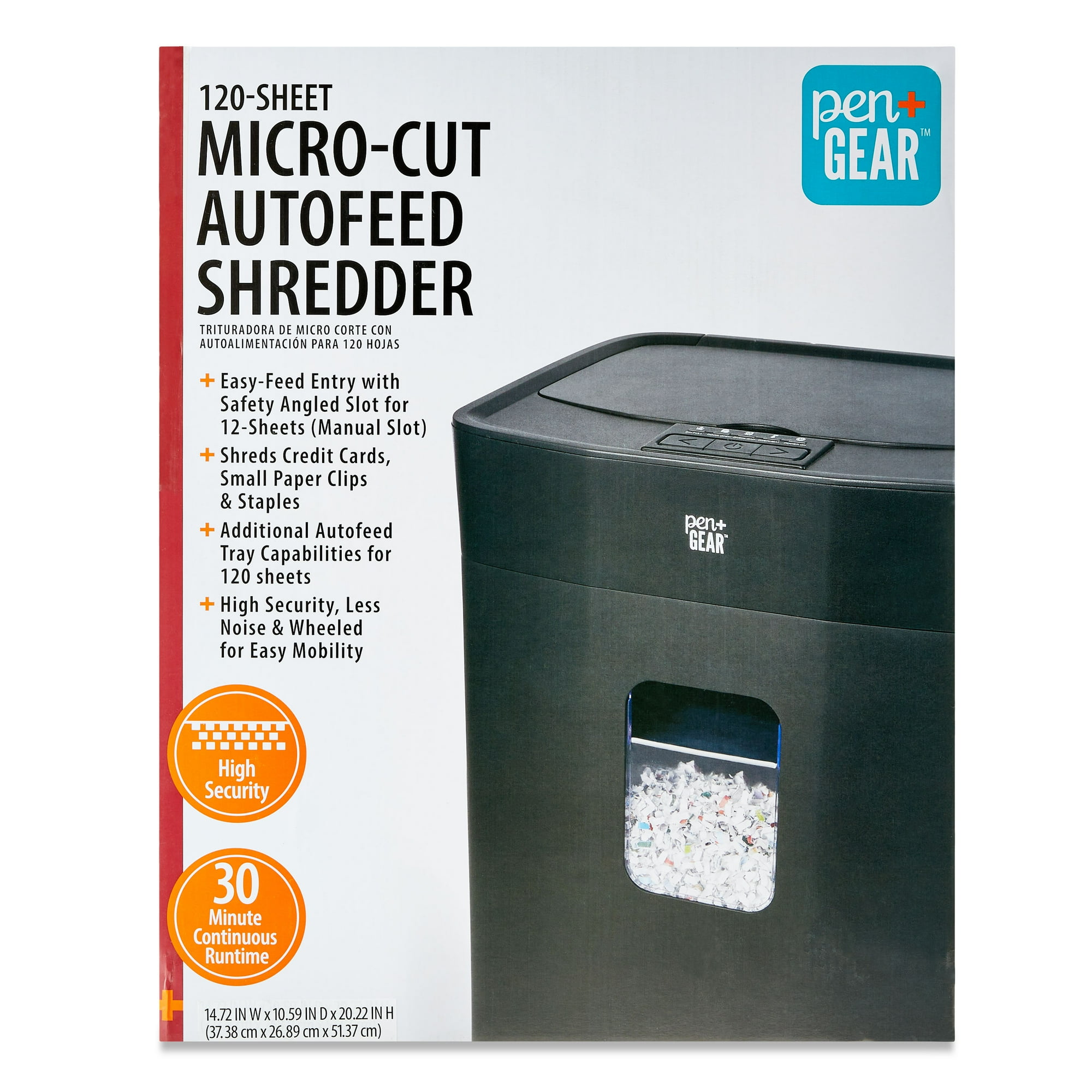 Pen+Gear 120-Sheet Auto Feed Micro-Cut Paper Shredder with 6 Gallon Pull-Out Bin, Black