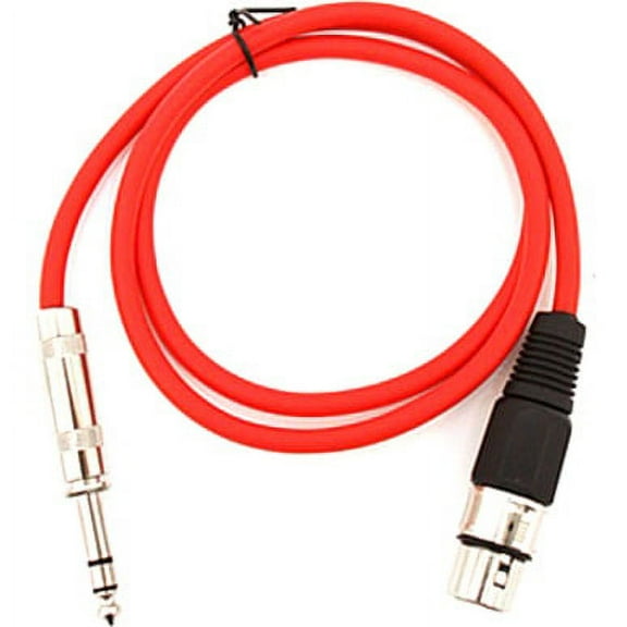 Seismic Audio SATRXL-F3, Red 3' XLR Female to TRS Patch Cable