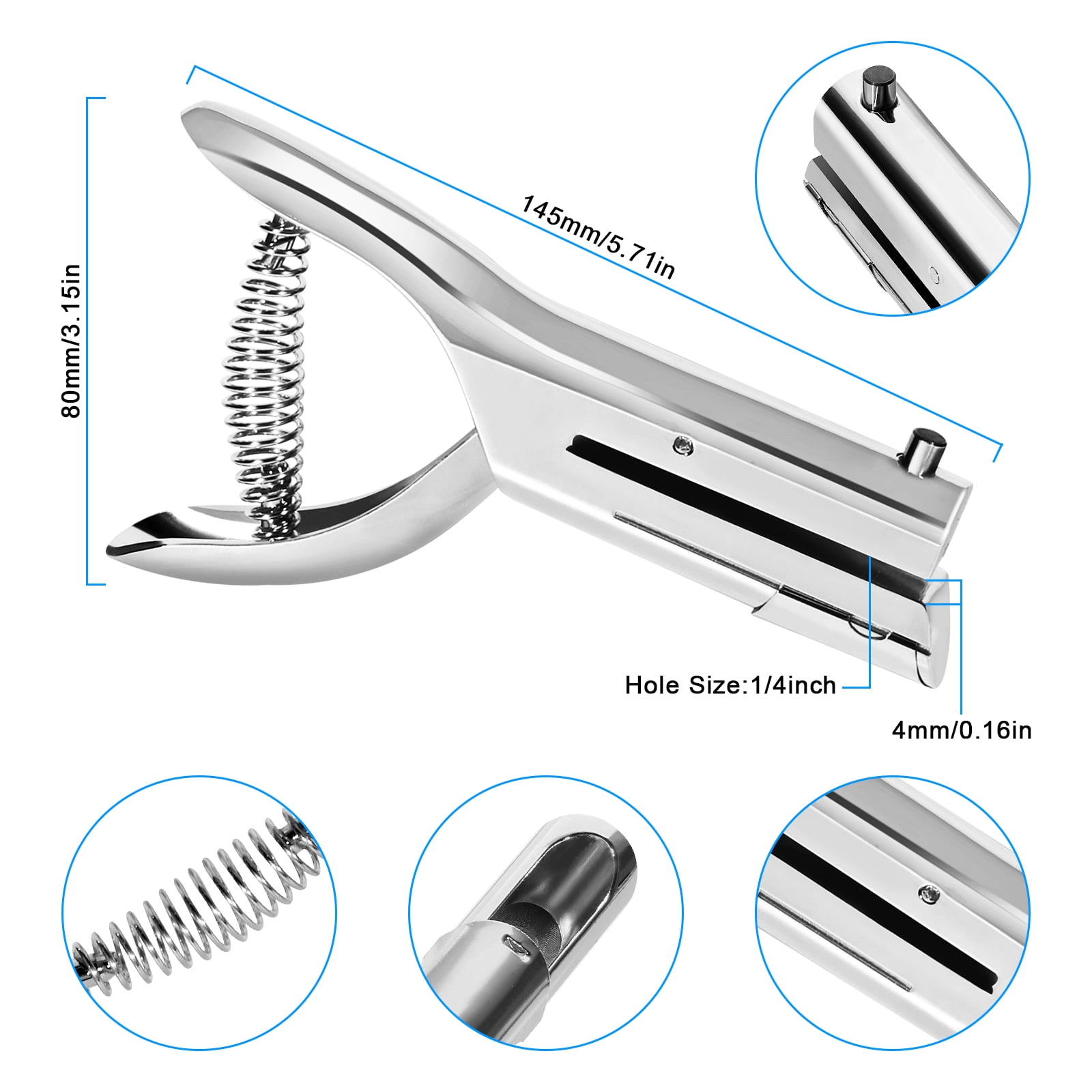 PloutoRich Hole Puncher, Single Hole Punch, Heavy Duty Paper Puncher Single, Portable Hand Held Long Hole Punch for Paper Cards Plastic Cardboard, 6mm