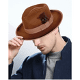 thumbnail image 2 of LZLER Classic Fedora Hats for Men Women Panama Felt Hat Festivals Fedora Hat with Feather, 2 of 3