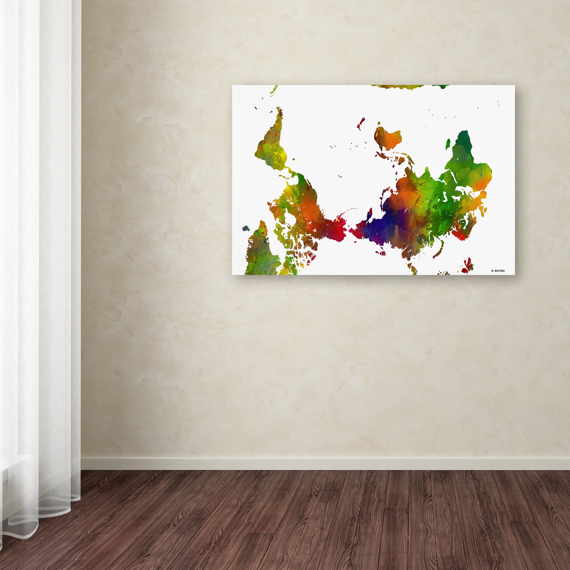 Marlene Watson 'Upside Down Map of the World Clr 1' Canvas Art