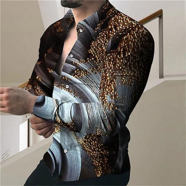 moda hombre graduación diamante cielo estrellado diseñador lujo cárdigan social hombre solapa abotonada camisa casual primavera otoño