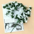 thumbnail image 2 of Landege Artificial Hanging Violet Wreath Garland Flower Decoration, White, Random Flower Design for Home and Party, 2 of 7