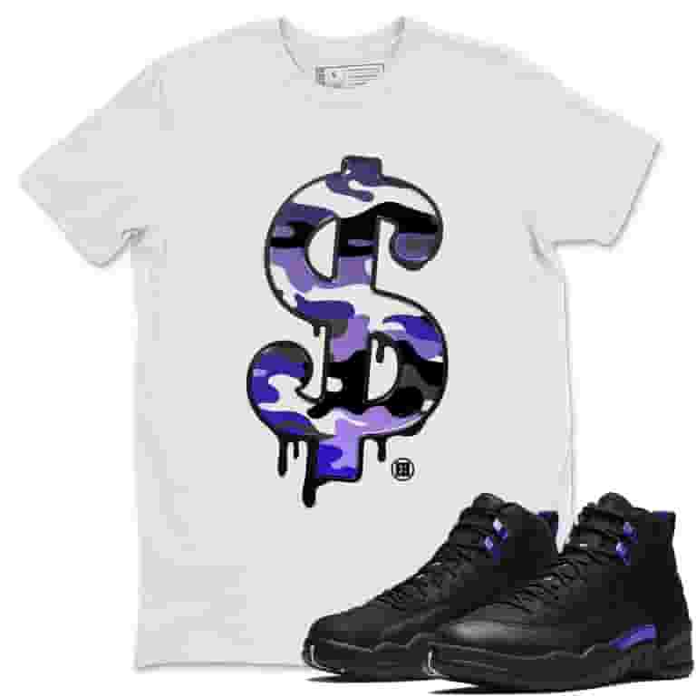 Nike Jordan 12 Concord Clothing Dollar Camo T Shirt Jordan 12 Dark