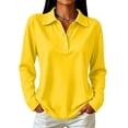 thumbnail image 2 of Polo Shirts for Women Long Sleeve Collared Golf Shirts Fall Fashion 3 Button Lapel Breathable Work Blouses XL, 2 of 7