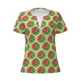 thumbnail image 2 of Fuzoiu Summer Watermelon Print Women's V-Neck T-Shirt,Women's Short Sleeve Top, Comfortable for Work, Leisure, and Sports, 2 of 7