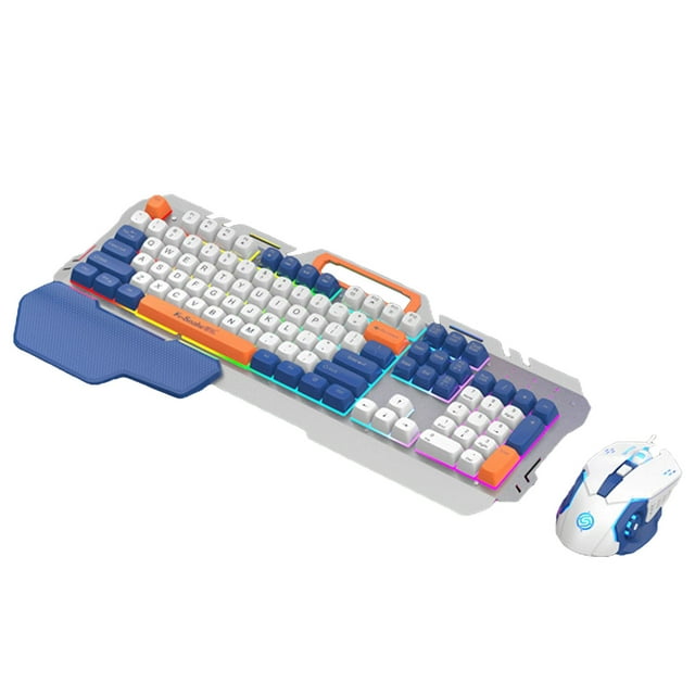 Teclado para juegos con cable, panel metálico, moderno, con bloqueo de colores, para computadora portátil, teclado y ratón para juegos