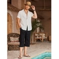thumbnail image 3 of COOFANDY Men's Linen Capris Pants Below Knee Regular Fit 3/4 Pants Casual Drawstring Lightweight Beach Yoga Pants with Pockets, 3 of 9