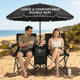 thumbnail image 3 of DXZ 2 Person Folding Camping Chair with Removable Umbrella, Cooler Bag and Carry Bag, Double Outdoor Beach Chair for Camping, Picnic, Fishing and Sports Events, 3 of 8