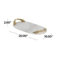 thumbnail image 4 of DecMode 20" x 10" White Marble Oval Leaf Tray with Gold Twisted Metal Handles, 1-Piece, 4 of 13