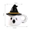 thumbnail image 6 of OIUR Ghost Pattern Ceramic Cup with Elf Hat Lid Halloween Theme Handmade Artwork Mug Daily Use Halloween Drinkware, 6 of 7