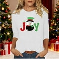 thumbnail image 2 of asdoklhq Mock Neck Tops for Women Christmas Ladies' Christmas Round Neck 3/4 Sleeve T-shirt Shirt White 3X, 2 of 4
