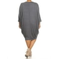 thumbnail image 4 of MOA COLLECTION Women's Plus Size Solid Loose Fit 3/4 Dolman Sleeve Casual Midi Dress, 4 of 5