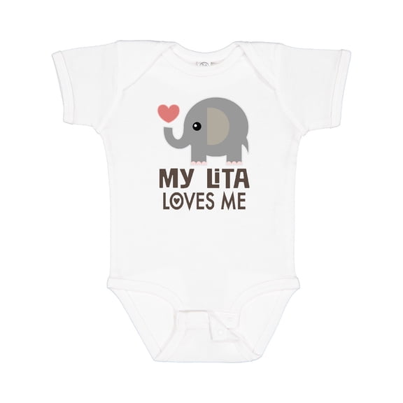 Inktastic My Lita Loves Me Elephant Grandchild Boys or Girls Baby Bodysuit