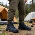 thumbnail image 7 of Sewkxo Men's Casual Leather Fashion Sneakers Ankle Boots Handmade Lightweight Loafers Mid Top Walking Driving Shoes,Navy 43, 7 of 7