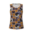 thumbnail image 4 of Xecao Spooky Cats And Halloween Pumpkins print women's scoop neck, loose-fit workout tank tops for the gym., 4 of 9