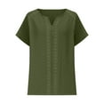 thumbnail image 4 of GaThRRgYP Tops for Women,Women Ladies Solid Short Sleeve Round Neck Pullover Lace Blouse Green L, 4 of 8